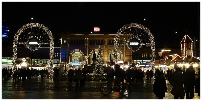 Duitsland Hannover Kerstmarkt Hauptbahnhoff 