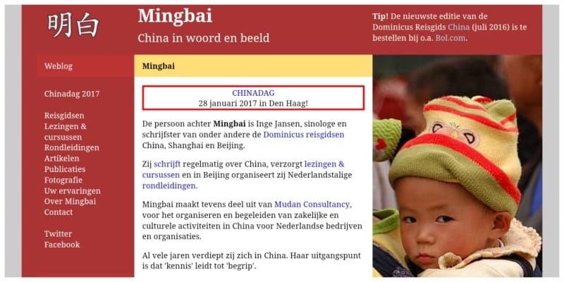 Mingbai website Inge jansen auteur Dominicus gids China