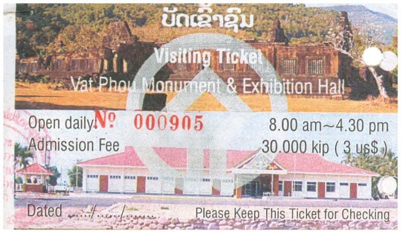 Vat Phou champasak Laos ticket